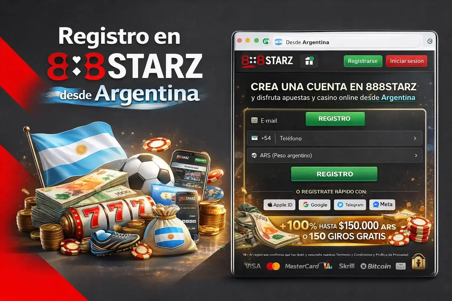 Cómo Registrarse en 888Starz Argentina