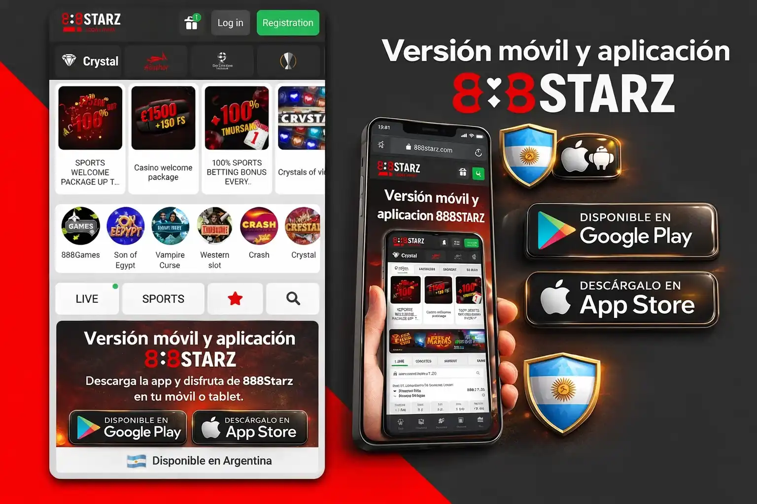 Aplicación 888Starz — Android APK e iOS